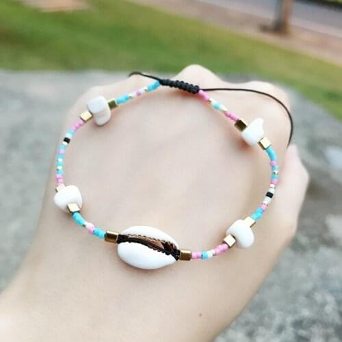 Miyuki Beads Charm Bracelet Women Rainbow MultiColor Beads Crystal Jewelry Handmade Natural Stone Shell Thin Bracelets Bangle