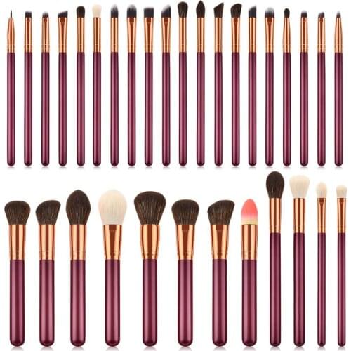32 Pcs Makeup Brushes Set Soft Synthetic Head Wood Handle Brushes Foundation Eyeshadow Power Lip Facial Makeup Brushes for Women