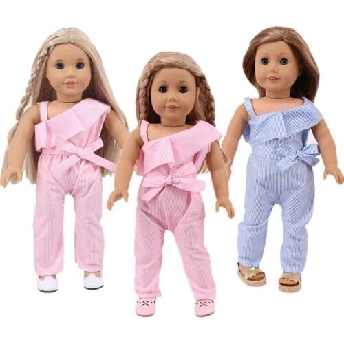 Doll Clothes Rompers Strapless Bow-knot Suspender Outfit Doll Baby For 18 Inch American&43 Cm Baby New Born Doll Girl`s Toy Gift