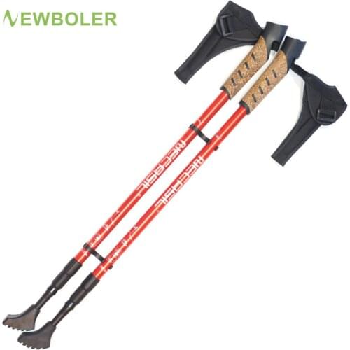 1/ 2Pcs Nordic Walking Sticks Anti Shock Trekking Poles Hiking Walking Cane Aluminum Telescopic Camping Hiking Poles Crutches
