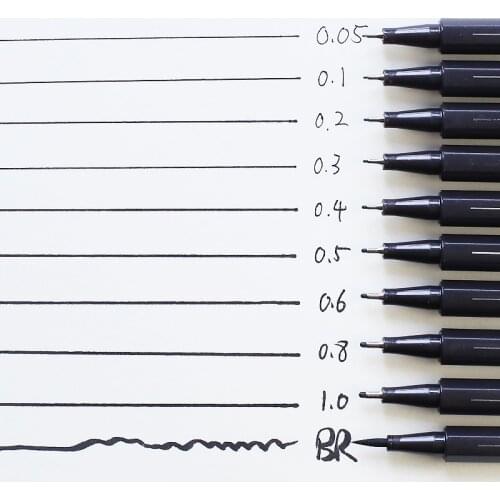 Pigment Liner Pigma Micron Ink Marker Pen 0.05 0.1 0.2 0.3 0.4 0.5 0.6 Different Tip Black Fineliner Sketching Pens Art Supplies