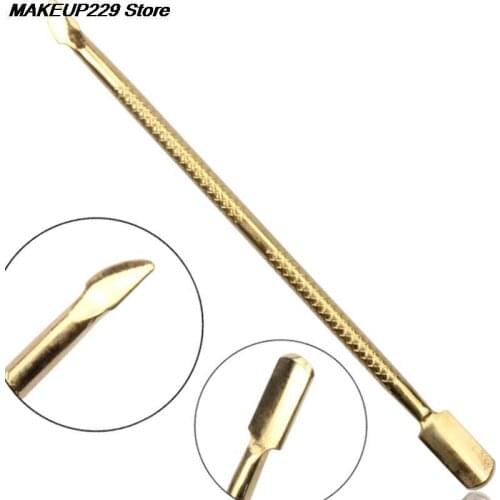 Durable 1Pcs Stainless Steel Large Cuticle Pusher Remover Trimmer Manicure Cosmetic Tools Gold Color Make Up Nail Art