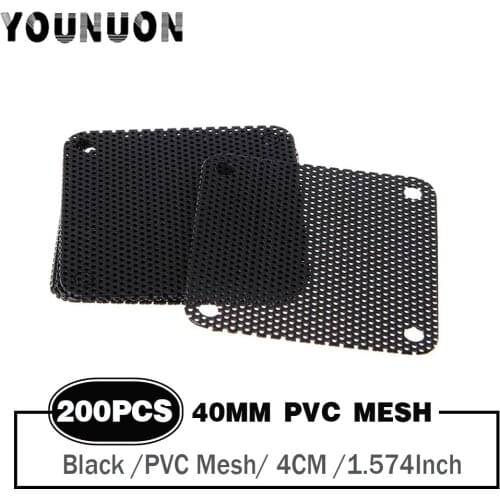 200PCS 40mm 4cm Cuttable Black PVC PC Fan Dust Filter Dustproof Case Computer Mesh Cooling Ultra Fine Dustproof Cover 40mmx40mm