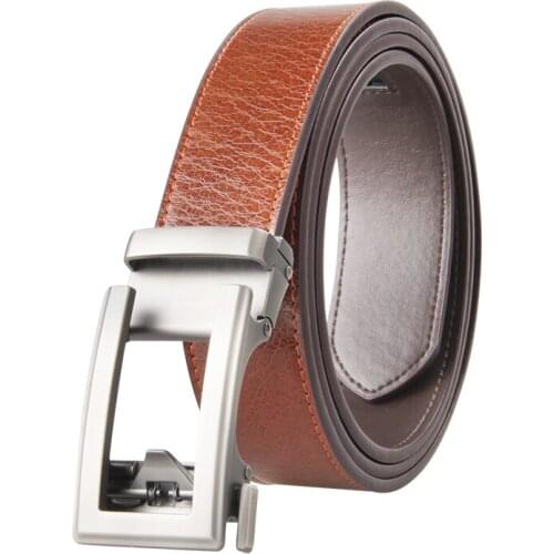 Famous Brand Belt Men Genuine Luxury Leather Belts for Men Strap Male Metal Brown Leather Automatic Buckle Belts Men 3.5CM Width