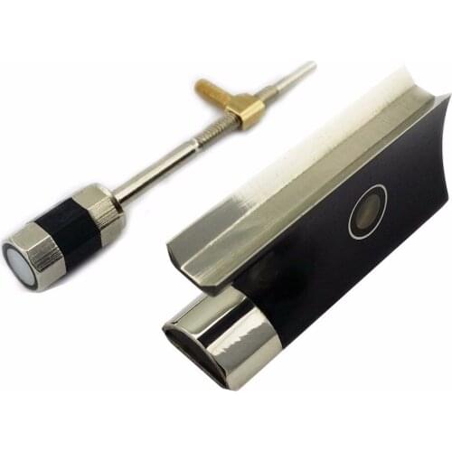 4/4 Silver Mounted Ebony Frog w/ Screw Button fit Violin Bow Abalone Top Grade