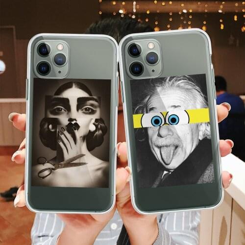 Funny Art Phone silicon cover case for iphone 6 7 8 plus 11 12 Pro X XS XR MAX mini SE 2020 transparent tpu phone coque
