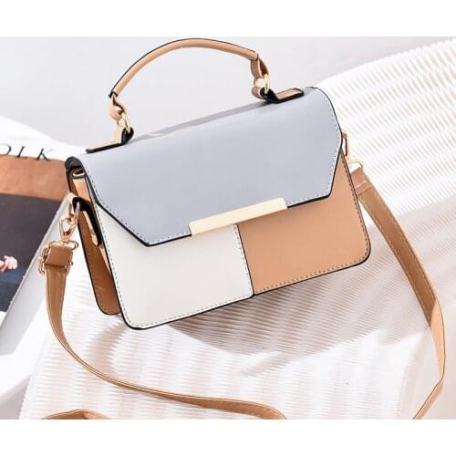 2021 Trend Color Matching Small PU Leather Crossbody Bags for Women Hand Bag Womens Branded Trending Shoulder Handbags