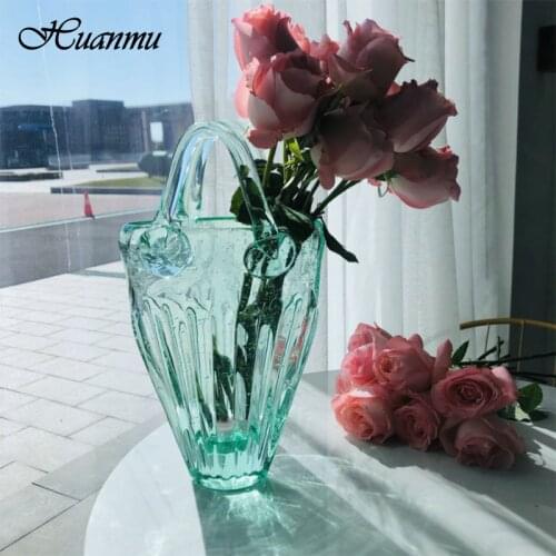 Creative Bubble Shopping Basket Bag Glass Vase Flower Living Room Desktop Vase European Style Home Decoration Accessories Gift