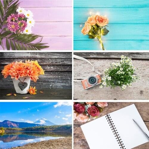 SHENGYONGBAO Vinyl Custom Photography Backdrops Prop Flower and Wooden Planks Photography Background 200212SU-02
