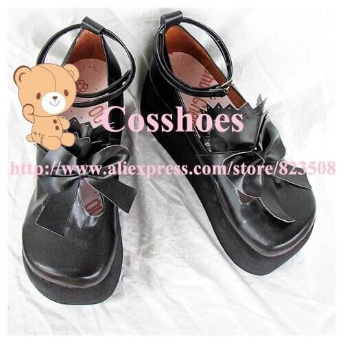 Custom made bowknot 5.5cm heel black ciel shoes from black butler Kuroshitsuji Cosplay