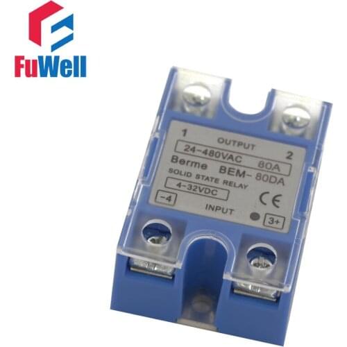 High Quality Singe Phrase 80A SSR Solid State Relay BEM-80DA/BEM-80AA Blue