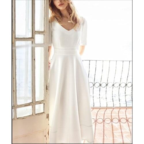 See Orange Angel White Dress 2018 Spring Summer Fashion Show Sexy V-Neck Long Dress Women Brief Streetwear SO6790