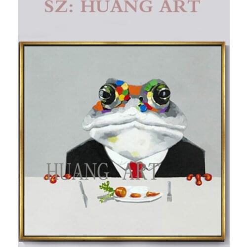 Animal dancing Frog Oil Painting Canvas Art Modern Wall Mural Decoration for Bedroom Living Room Childrens Decor (No Frame)