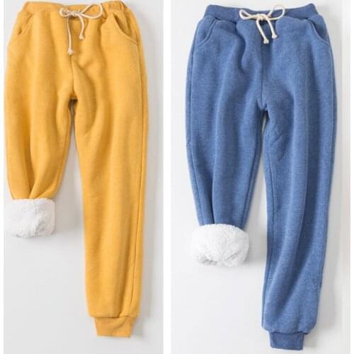 Winter Warm Harem Pants Plus Size Thick Lambskin Cashmere Women Pants Casual Elastic Waist Loose Sweatpants Cotton Trousers