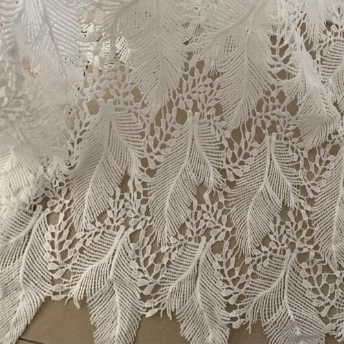 1yards Latest White Nigerian Lace Fabrics Guipure Laces Fabric 2019 High Quality African Cord Lace For Women Wedding Party Dress