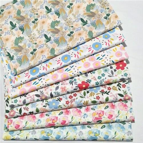 160x50cm Watercolor Elegant Floral Twill Cotton Fabric Making Bedding Pajamas Dress Handmade Shell Lining Cloth