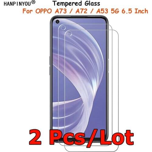 2 Pcs/Lot For OPPO A73 / A72 / A53 5G 6.5" Clear Tempered Glass Screen Protector Ultra Thin Explosion-proof Protective Film
