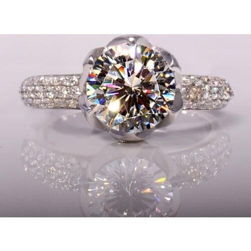 2019 Fashion 6-claw Big Zircon Stone Bling Silver Round Simple Rings for Women Wedding Engagement Fashion Jewelry