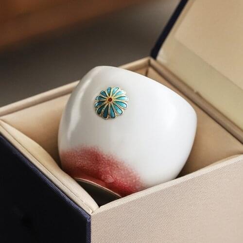 4pcs/lot Kiln Change Ceramics Teacup Tea Drinking Handmade Tea Bowl Chinese Teaware Accessories Single Cup Master Cup Drinkware