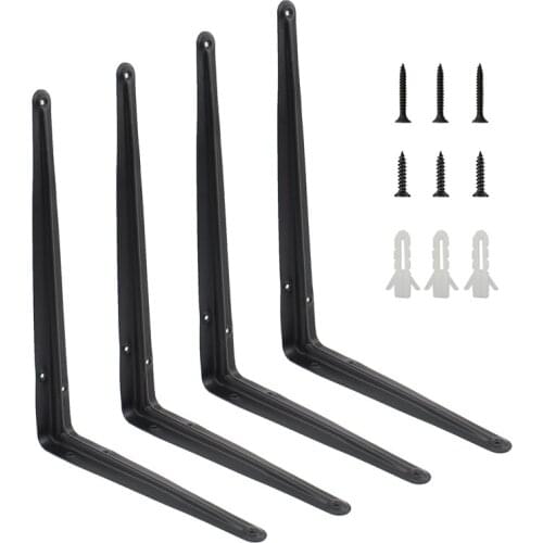 4 Pack Shelf Brackets, Heavy Duty Metal Floating Shelf Bracket Hardware, Decorative Iron L Bracket with Screws 300x230x1.2mm