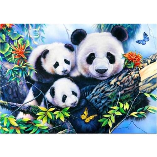 5d full diamond mosaic pandas family embroidery painting rhinestone wall sticker decor diamond drawing art needlework handcraft