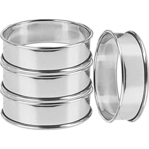 8cm Stainless Steel Rolled Edge Fruit Pie Tarts Dessert Ring Muffin Crumpet Mold