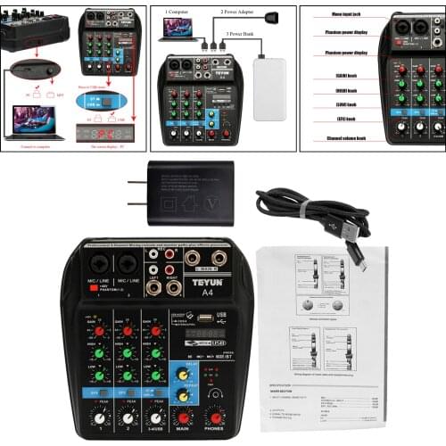Audio Mixer Karaoke Players Sound Mixing Console Record System MP3 Jack 48V Phantom Power Monitor