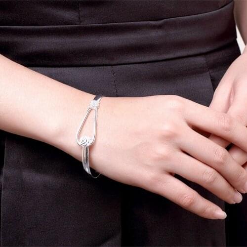B179 Free Shipping! SGS Test Past Latest Trendy Classic N925 Stamped Silver color plated jewelry Hot sell Bangle Wholesale Price