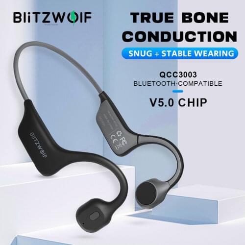 BlitzWolf BW-BTS6 bluetooth-compatible 5.0 Earphone True Bone Conduction Headphone Vibrator Flexible Magnetic Charging Earphones