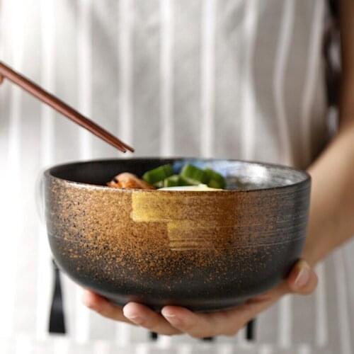 CHYIR Japanese Ceramic Noodle Wrist Creative Retro Fruit Salad Bowl Ramen Bowl Large Soup Bowls Beef Soup Noodle Bowl Tableware