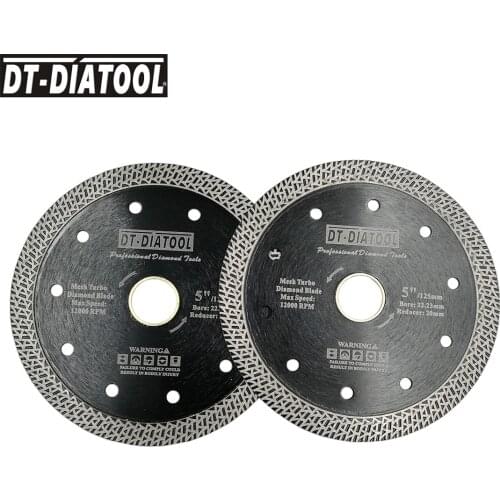 DT-DIATOOL 2pcs Diameter 125mm/5" Hot pressed Sintered Cutting Disc Mesh Turbo Diamond Saw Blade Ceramic Marble Tile Blade