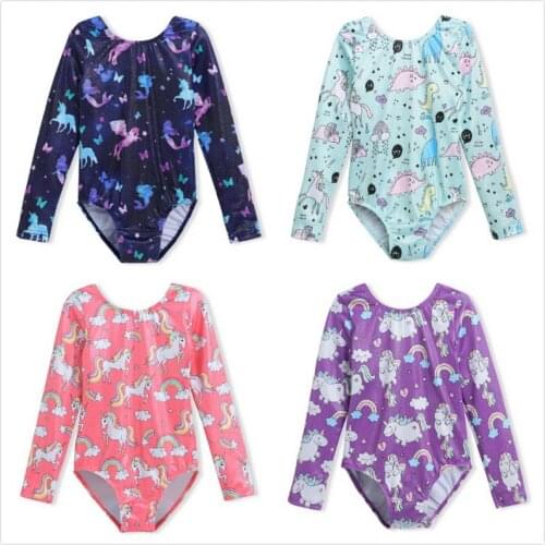 Gymnastics Leotards for Girls Long Sleeve Dancewear Cute Unicorn Sparkle Kids Gmynastic Costumes Professional Dance Clothes