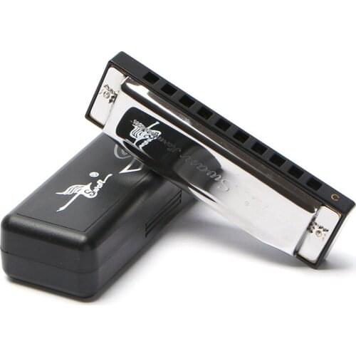 Silver Swan Harmonica 10 Holes 20 Tone Key C Silver Color Blues Jazz Rock Folk Music Musical Instrument Diatonic Harp Training