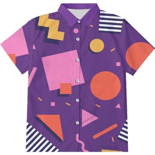IFPD EU/US Size 3D Geometry Print Mens Button Shirts Color Graphics Shirt Unisex Summer Shirt Hip Hop America Plus Size Clothes