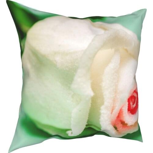 Beautiful Frosted Nature Flower Rose Pillowcase Printed Polyester Cushion Cover Decoration Pillow Case Cover Home Zippered 18