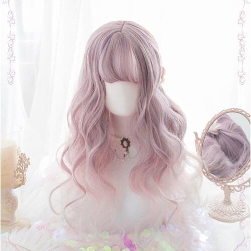 Beautiful Long Curly women Hair Cosplay Wig Synthetic wig Pink Cosplay Hair Unique Fashion Girl Lolita Wig Cute Hair Party