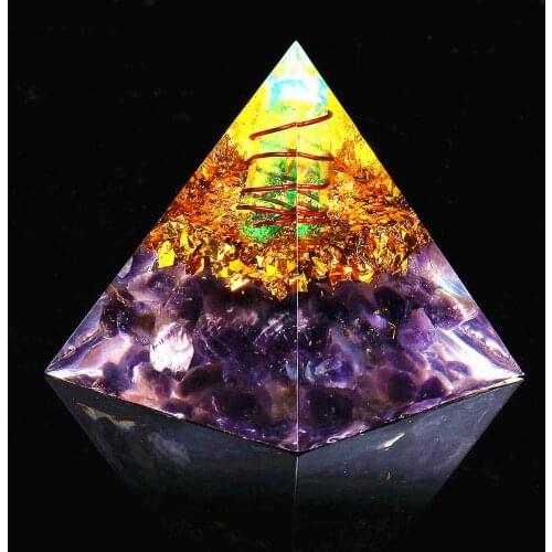 Crystal Amethyst Energy Circle Healing Crystal Reiki Pyramid Chakras Natural Stone Orgone Orgonite Pyramids Fengshui Home Decor