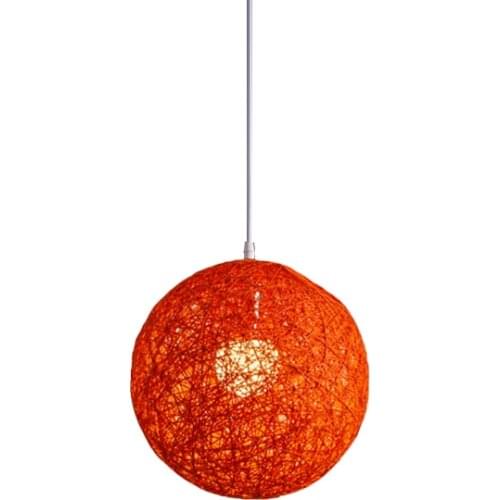 Bamboo, Rattan And Hemp Ball Chandelier Individual Creativity Spherical Rattan Nest Lampshade