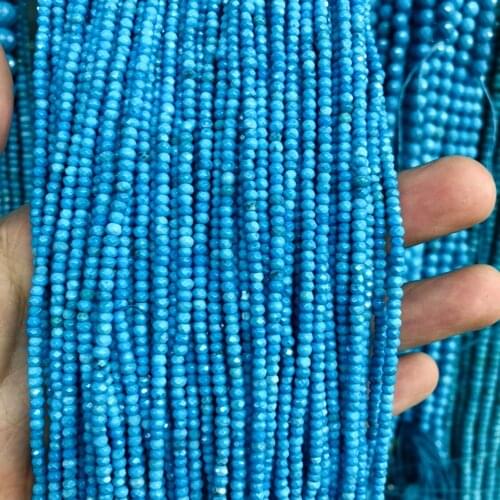 Natural Blue Howlite Turquois e Fcaceted Tiny Spacer Bead 2x3mm 3x5mm Faceted Roundlel Beads,Small Gem Stone 1strand of 15"