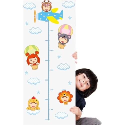 Cartoon Flying Baby Pilot Growth Chart Wall Decals For Kids Room Decoration Nursery Mural Art Diy Home Stickers Children Gift