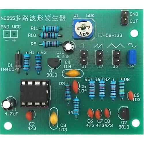 DIY Kits NE555 Multi-channel Waveform Generator Suite Sine /Triangle Wave Square Wave Electronic Training DIY Kit
