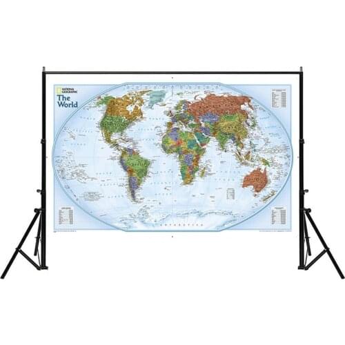 Non-woven Waterproof Map 150x225cm World Map With Important Cities Of Various Countries Marked Without National Flag
