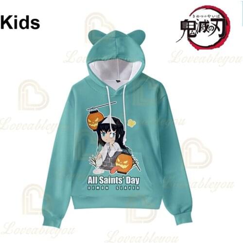 NezukoDemon Slayer Cartoon Jacket Tops Teen Hoodies Japen Anime Kimetsu no Yaiba 3D Hoodie Men and Women Harajuku Sweatshirt