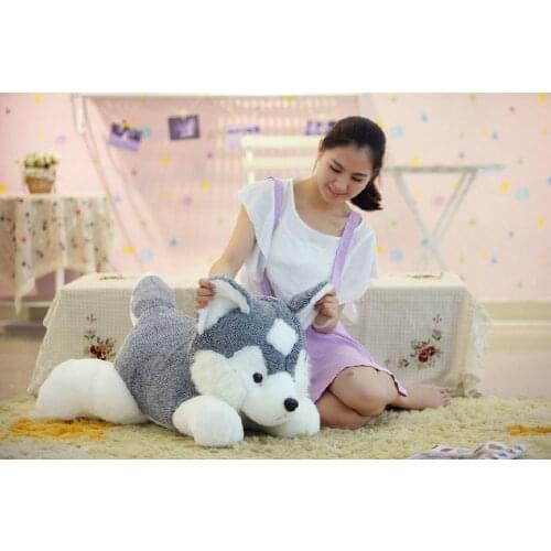 Huge lovely Husky dog doll high quality gray husky lying dog toys about 90cm 0177