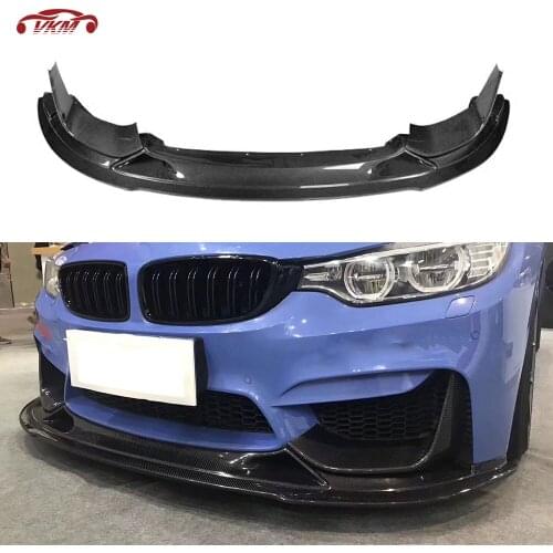 Carbon Fiber Front Lip Spoiler with Splitters for BMW 3 4 Series F80 M3 F82 F83 M4 2014-2017 R Style Head Bumper Chin Shovel