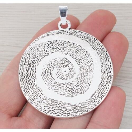3 x Tibetan Silver Large Round Hammered Vortex Spiral Swirl Charms Pendants Fit Necklace Jewelry Making Findings 51x51mm