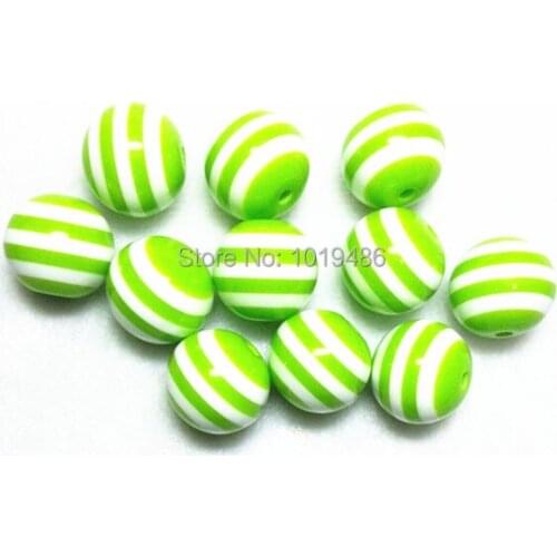 20mm 100pcs/lot Lime green color chunky resin striped beads for chunky necklace jewelry making