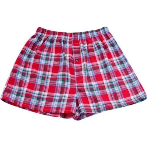 Casual Plaid Print Elastic Waist Men Underwear Summer Beach Pants Boxers Shorts