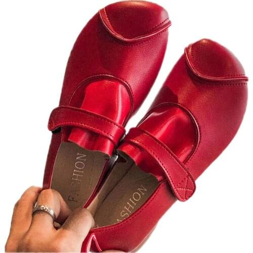 Casual Single Shoes Women Korean Version Of The New Fashion Leather Shoes Womens Square Toe Flat Shoes