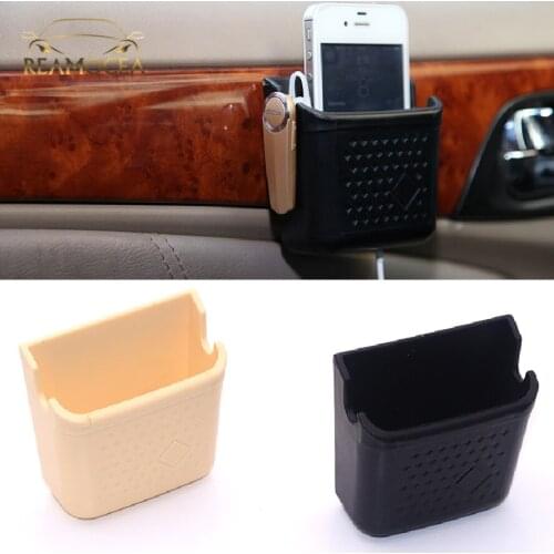 Reamocea 1Pc Black / Beige Fashion Mini Car Interior Storage Hanging Bag Pocket Cell Phone Key Phone Holder Case Organizer Boxes
